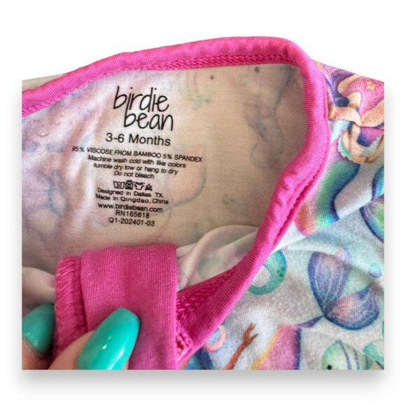 Birdie Bean Brielle Bamboo Convertible Romper 3-6 Months Mermaids - Picture 3 of 3